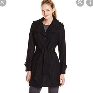 Calvin Klein basketweave faux wrap black coat women's size large new!!!